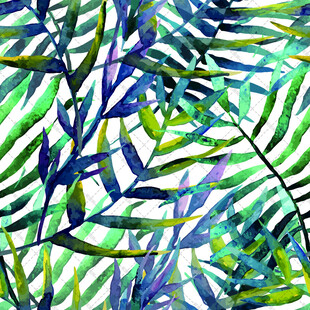 水彩绘就的斑斓植物叶片