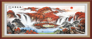 流水生财国画山水画