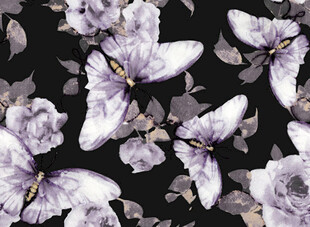 蓝紫花卉蝴蝶图案背景