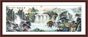 紫气东来山水 紫气东来壁画