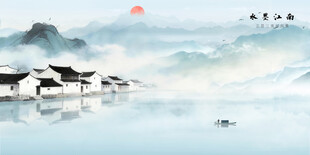 新中式水墨江南壁画