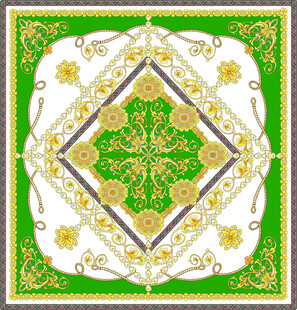 绿白金三色精美几何图案