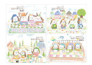 手绘水彩蜡笔卡通