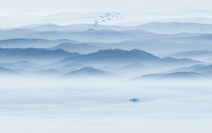 现代简约新中式水墨山水画背景墙