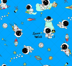 蓝色太空宇航员卡通图案