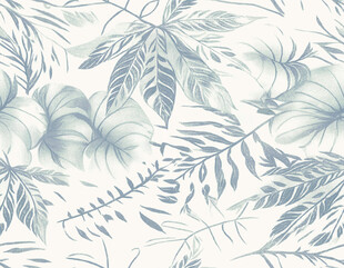 蓝白热带植物花卉图案