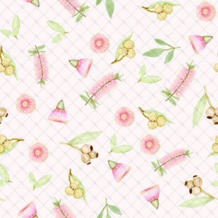 夏日水果花卉水彩图案