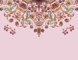 复古花卉刺绣图案设计