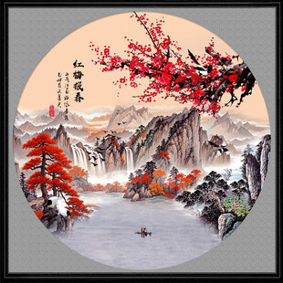 国画梅花山水画