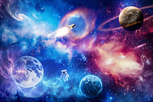 外太空火箭宇宙星球银河黑洞背景