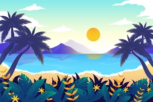 热带海边落日