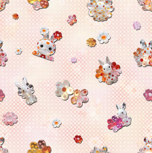 数码印花 兔子 卡通 