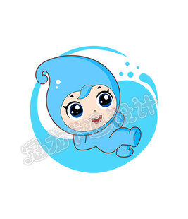 蓝色卡通水精灵休息版