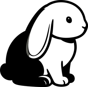 可爱黑白兔子卡通形象