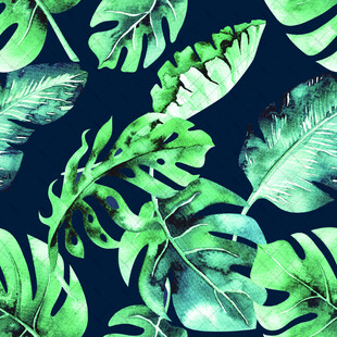 热带绿叶图案背景