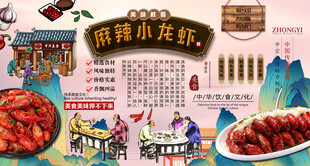 麻辣小龙虾背景墙