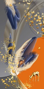 轻奢羽毛麋鹿画