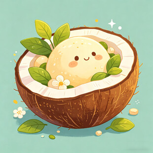 可爱椰子宝宝插画