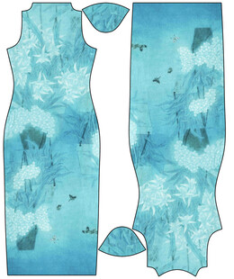 蓝白花卉图案服装模板