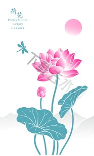 荷花插画