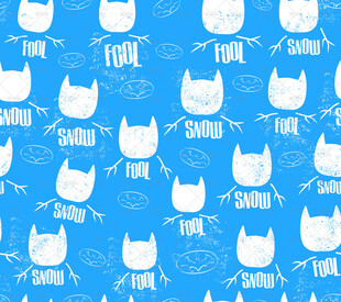 蓝色背景圣诞猫图案纹理