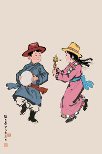 藏族儿童舞蹈服饰民族风服藏族