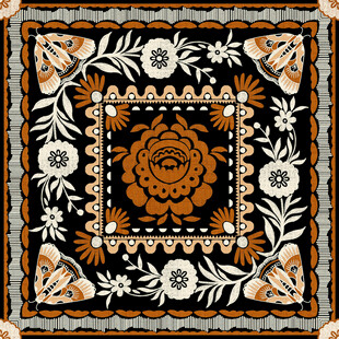 数码印花 方巾 定位花