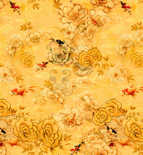 中式古典花卉飞鸟图案