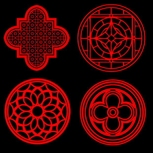 中式传统红色雕花图案