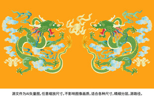 福瑞青龙烫金龙线描龙云纹龙礼盒