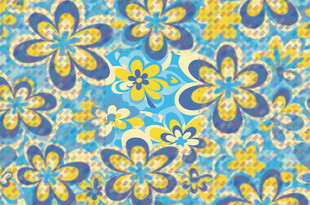 蓝黄花卉图案背景