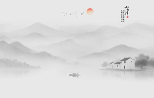 新中式水墨江南背景墙