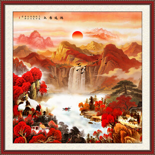 聚宝盆山水画
