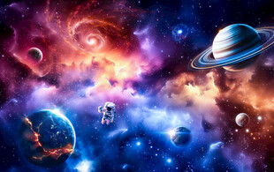 梦幻宇宙星空太空星球银河背景墙