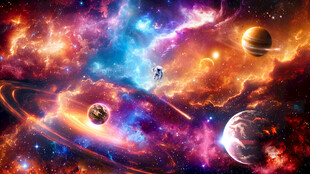 璀璨星空宇宙漩涡外太空星球背景