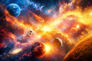宇宙爆炸太空探索宇航员星球背景