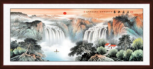 旭日东升国画山水装饰画