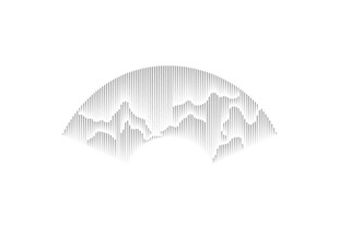山峦剪纸风半圆图案弧形山水风景