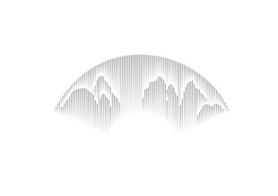 中式山峦剪纸风装饰图案弧形山水