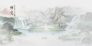 山水意境中国风水墨画