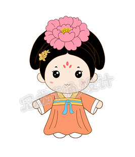 可爱古风卡通小女孩形象