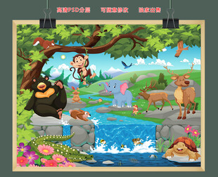 卡通动物风景乐园