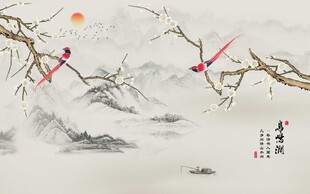 新中式山水背景
