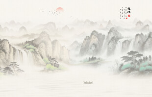 山水意境中国风水墨画