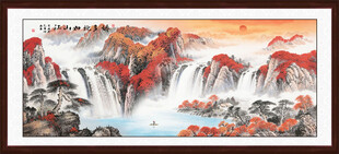 客厅旭日东升山水画