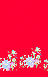 红色背景花卉汉服