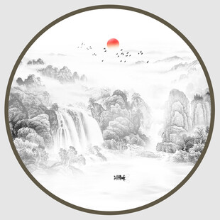 圆形山水画