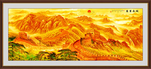 金色万里长城山水画