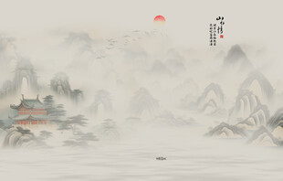 水墨禅意山水画