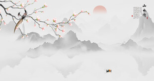 禅意水墨山水画